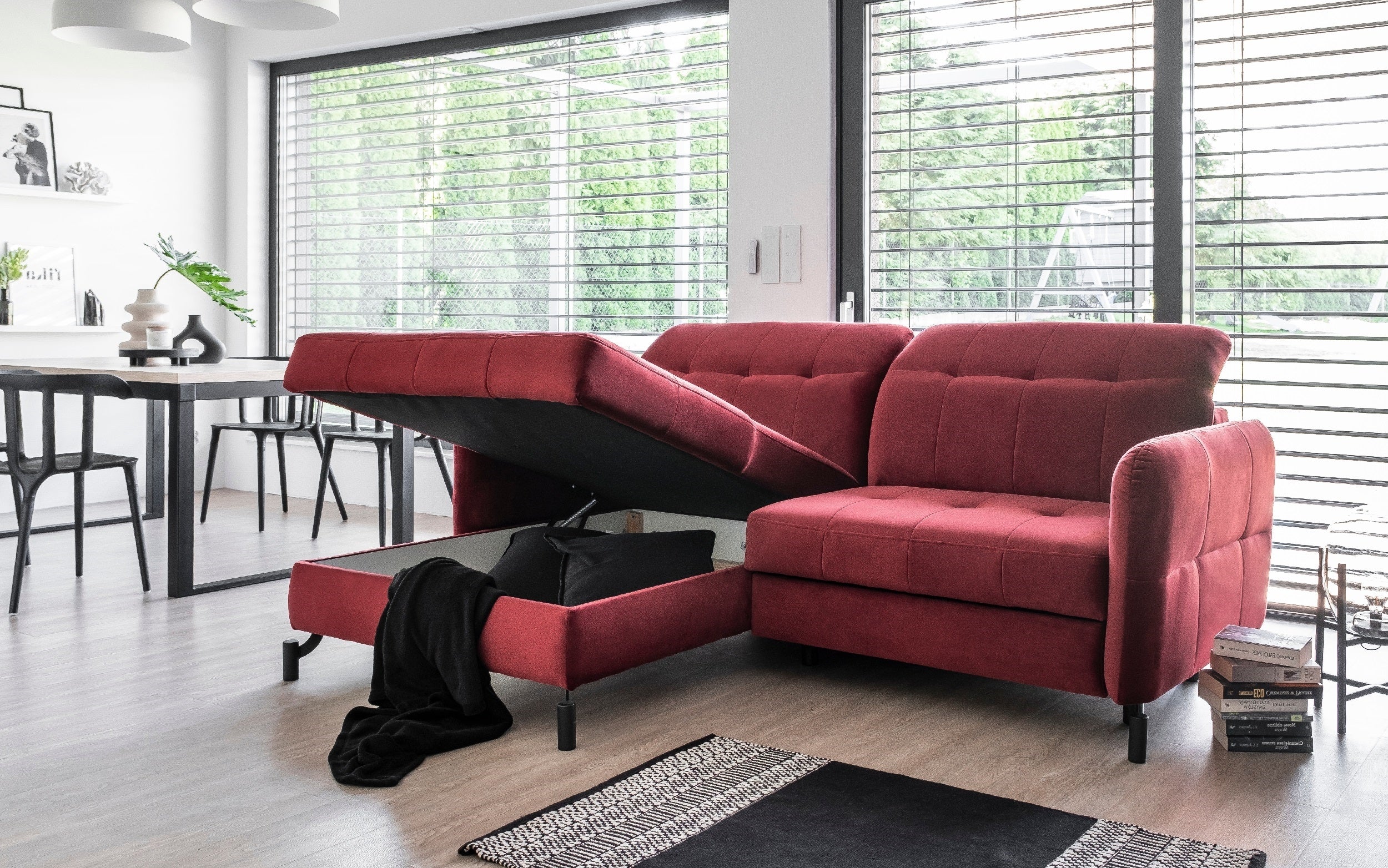 Coltar Extensibil Lorelai cu Lada de Depozitare, Sezlong pe Stanga, Tetiere Reglabile, l225xA160xH80-105 cm (2)