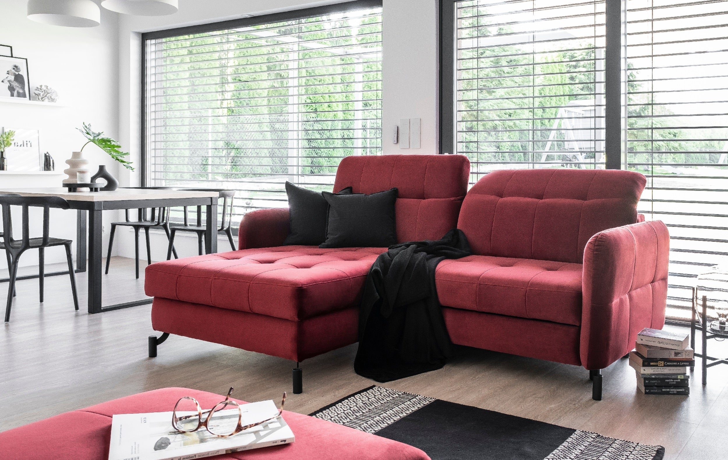 Coltar Extensibil Lorelai cu Lada de Depozitare, Sezlong pe Stanga, Tetiere Reglabile, l225xA160xH80-105 cm (1)