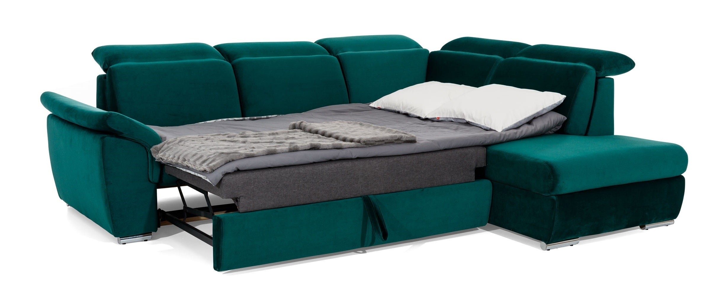 Coltar Extensibil Lorette cu Lada de Depozitare, Sezlong pe Dreapta, Tetiere Reglabile, l260xA210xH82-102 cm (8)