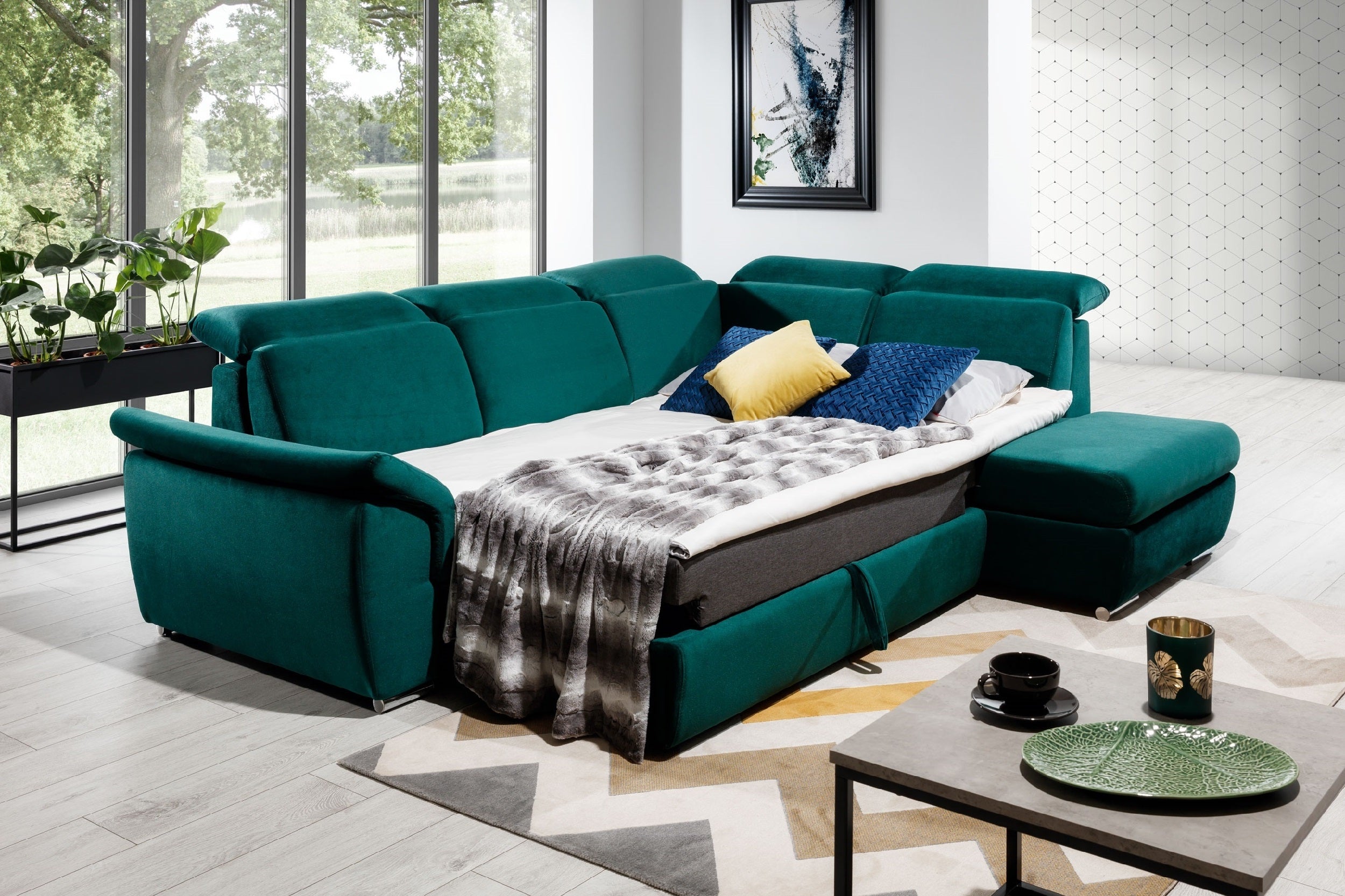 Coltar Extensibil Lorette cu Lada de Depozitare, Sezlong pe Dreapta, Tetiere Reglabile, l260xA210xH82-102 cm (3)