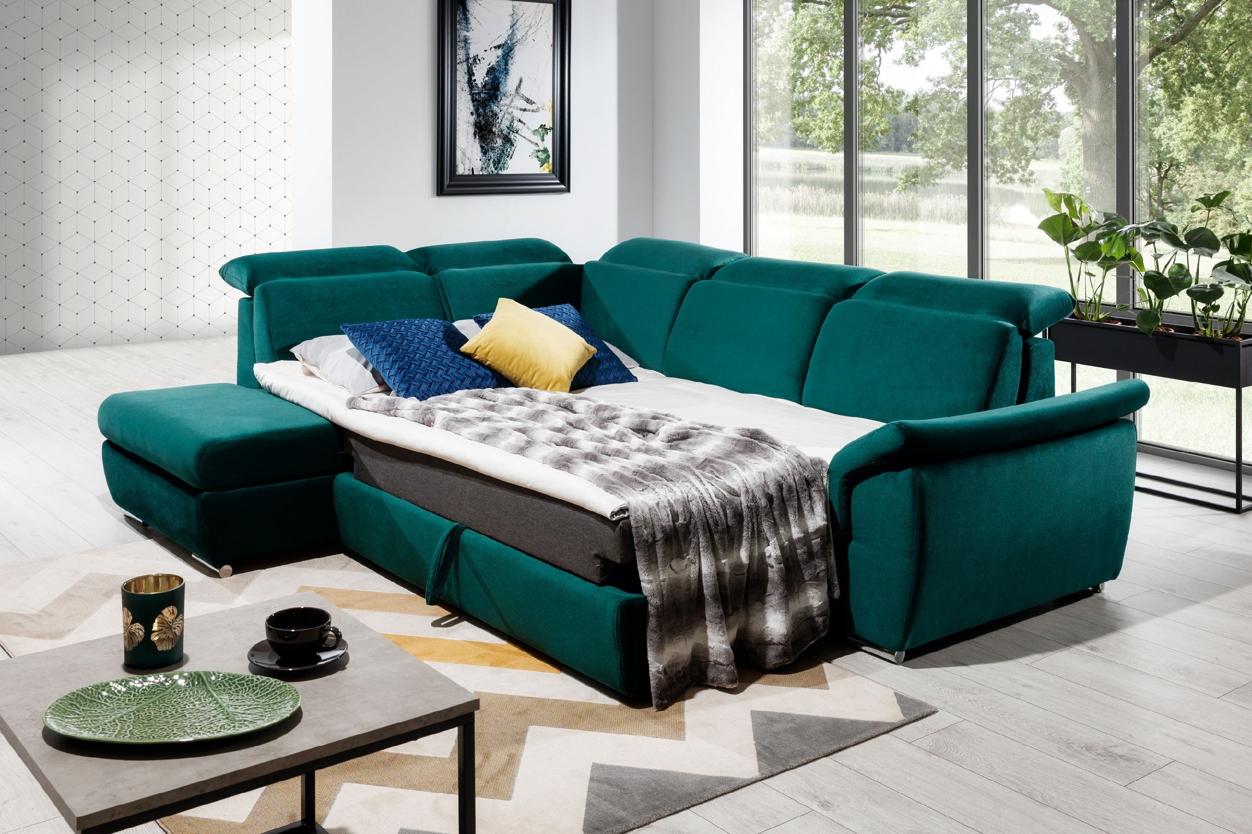 Coltar Extensibil Lorette cu Lada de Depozitare, Sezlong pe Stanga, Tetiere Reglabile, l260xA210xH82-102 cm (3)