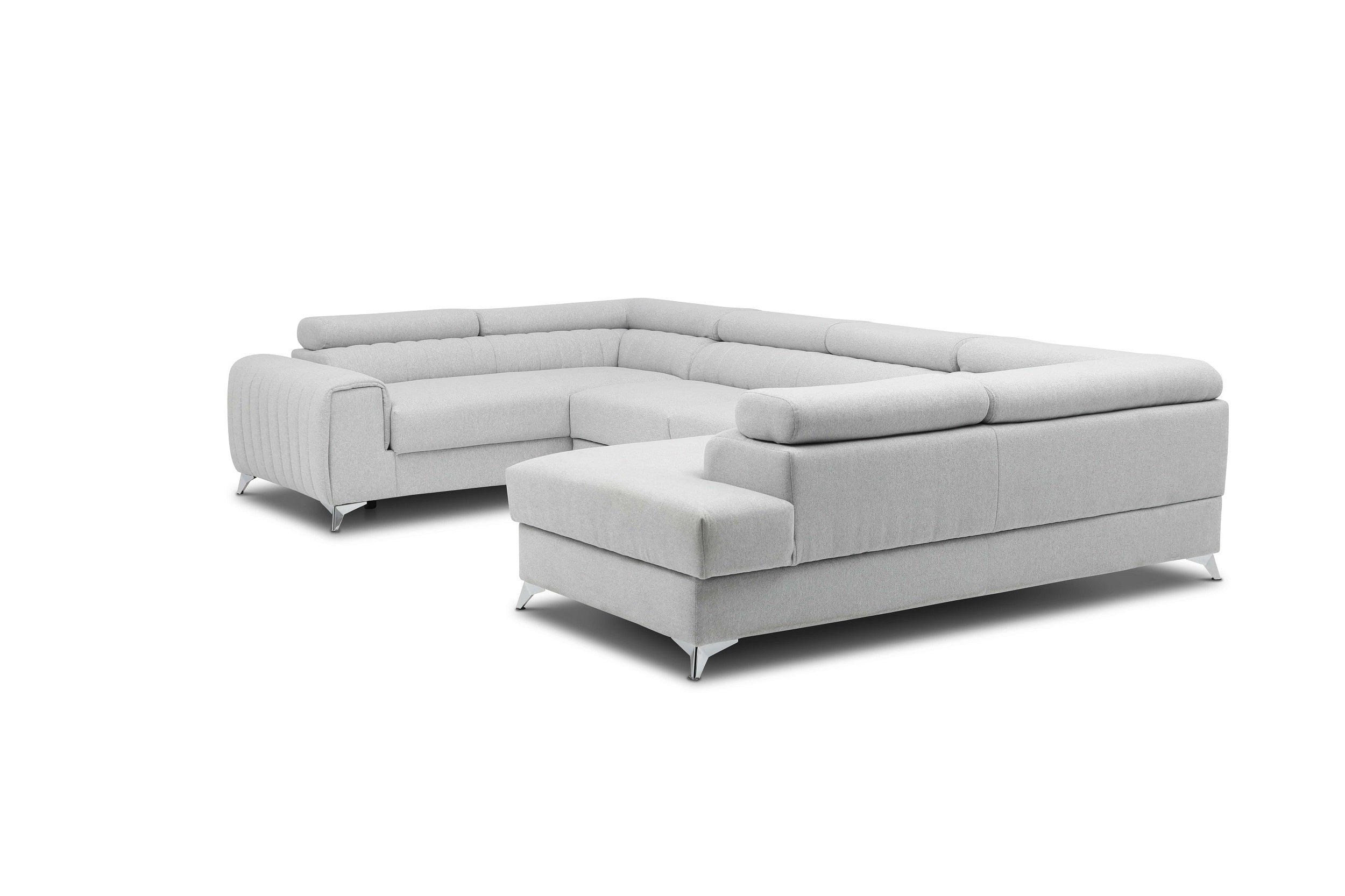 Coltar Extensibil Louisette cu Lada de Depozitare, Sezlong pe Dreapta, Tetiere Reglabile, l340xA202xH72-92 cm (11)