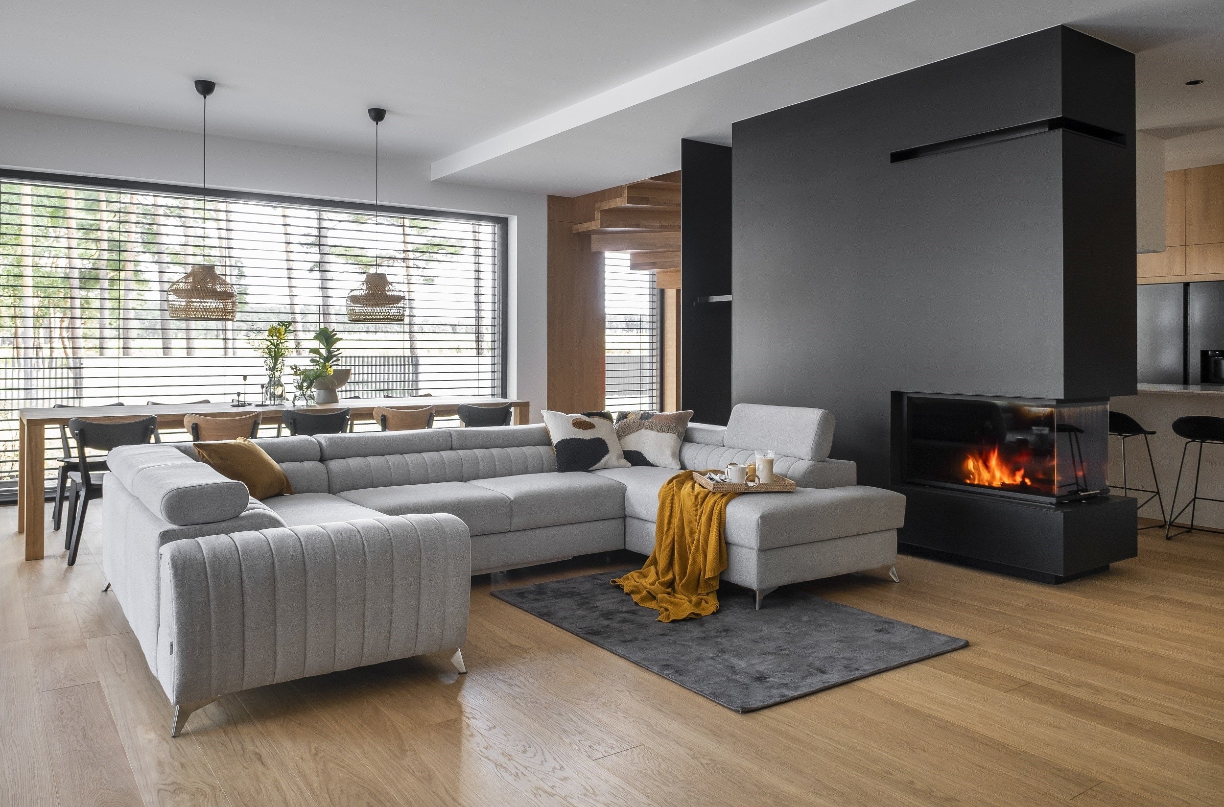 Coltar Extensibil Louisette cu Lada de Depozitare, Sezlong pe Dreapta, Tetiere Reglabile, l340xA202xH72-92 cm (1)