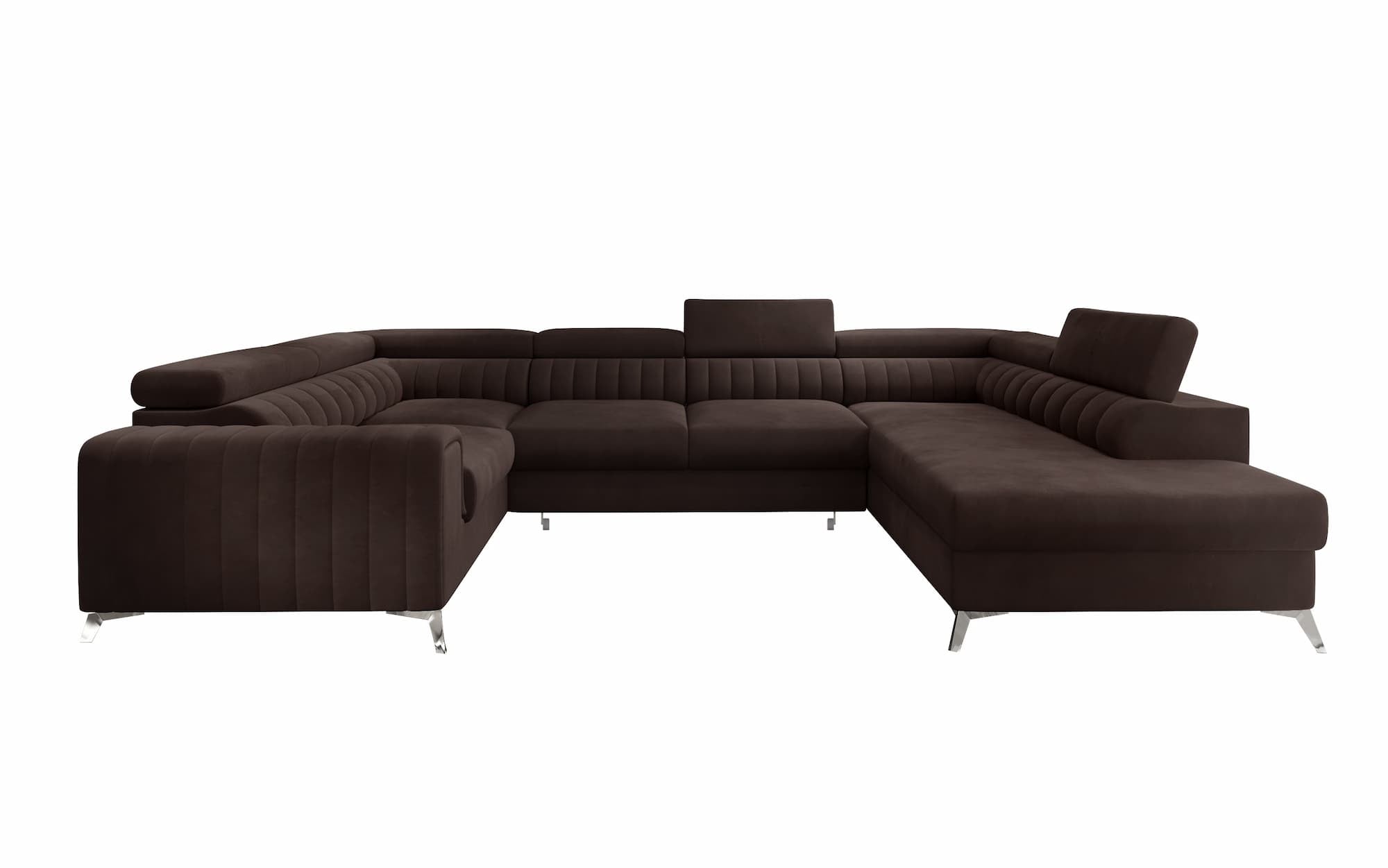 Coltar Extensibil Louisette Plus Maro Inchis cu Lada de Depozitare, Sezlong pe Dreapta, Tetiere Reglabile, l340xA202xH72-92 cm (2)