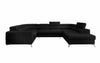Coltar Extensibil Louisette Plus Negru cu Lada de Depozitare, Sezlong pe Dreapta, Tetiere Reglabile, l340xA202xH72-92 cm (2)