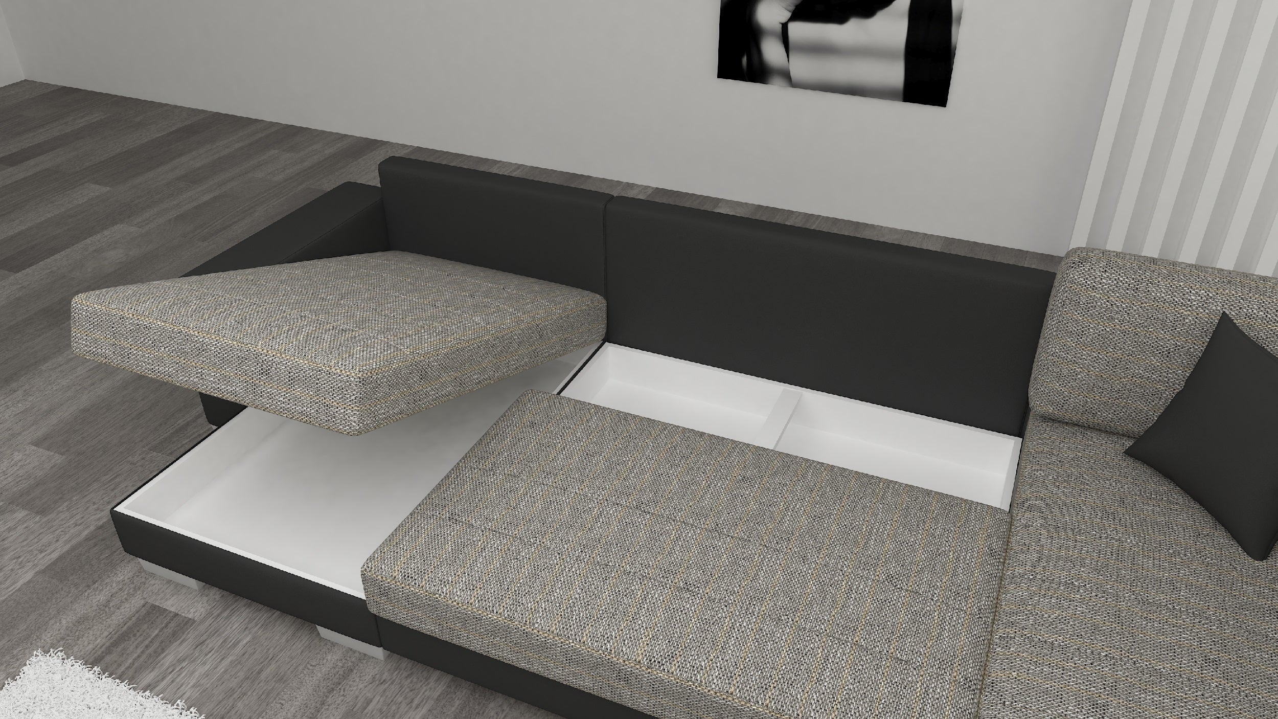 Coltar Extensibil Marcos cu Lada de Depozitare, Sezlong pe Stanga, Perne Incluse, l312xA210xH92 cm (3)