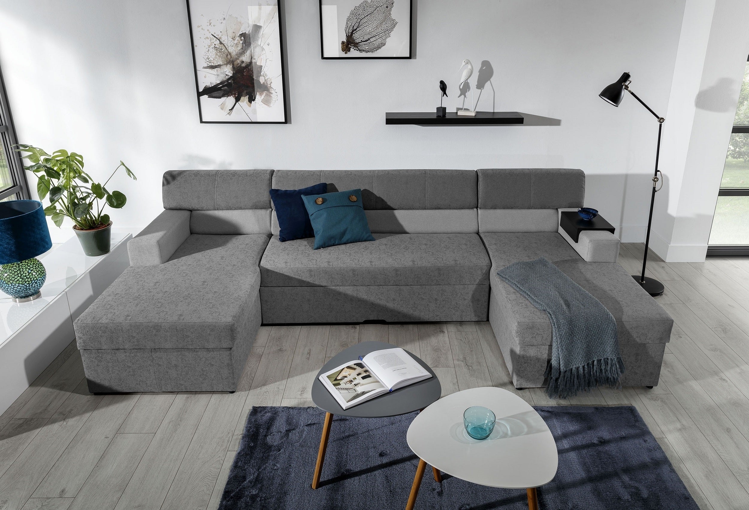 Coltar Extensibil Marcus Gri cu Lada de Depozitare, Sezlong pe Dreapta, l314xA158xH86 cm (1)