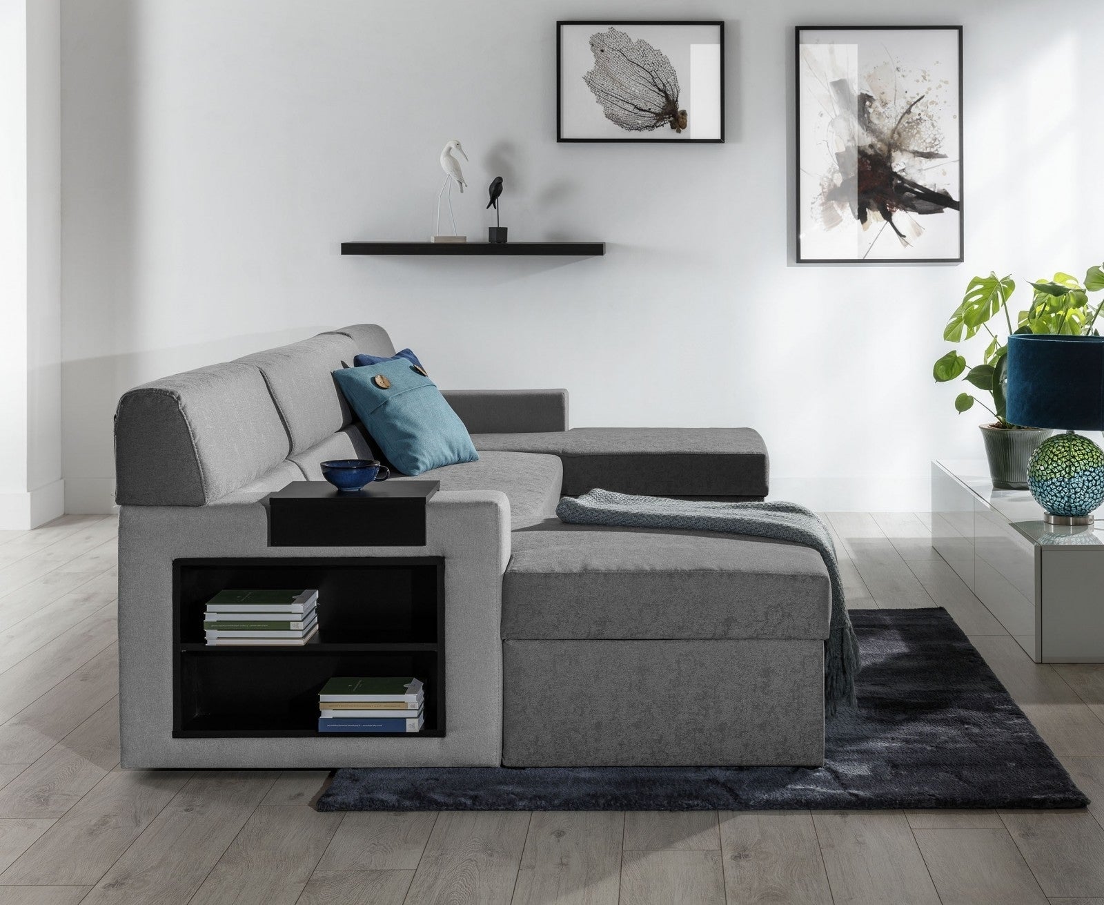 Coltar Extensibil Marcus Gri cu Lada de Depozitare, Sezlong pe Stanga, l314xA158xH86 cm (4)