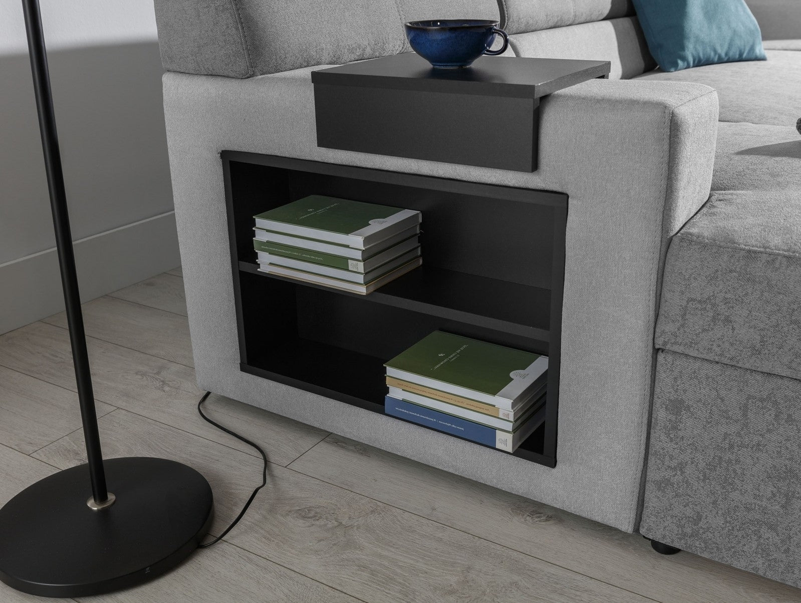 Coltar Extensibil Marcus Gri cu Lada de Depozitare, Sezlong pe Stanga, l314xA158xH86 cm (5)