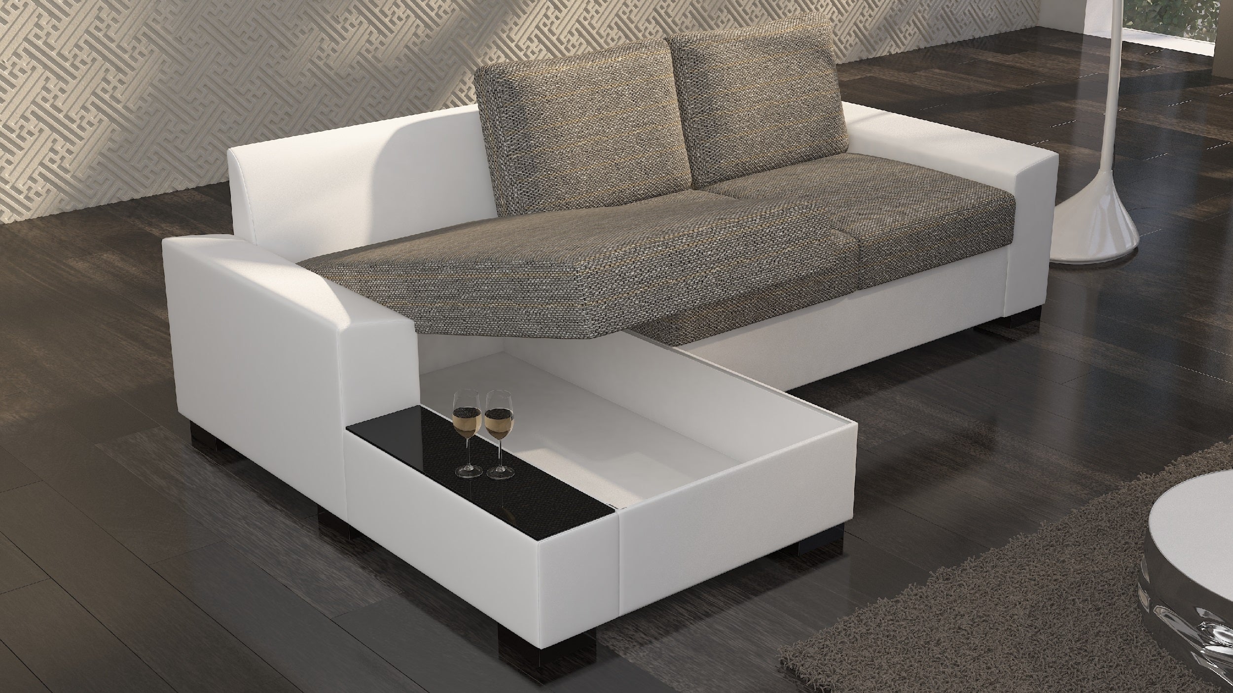 Coltar Extensibil Negroni cu Lada de Depozitare, Sezlong pe Stanga, l245xA160xH90 cm (2)