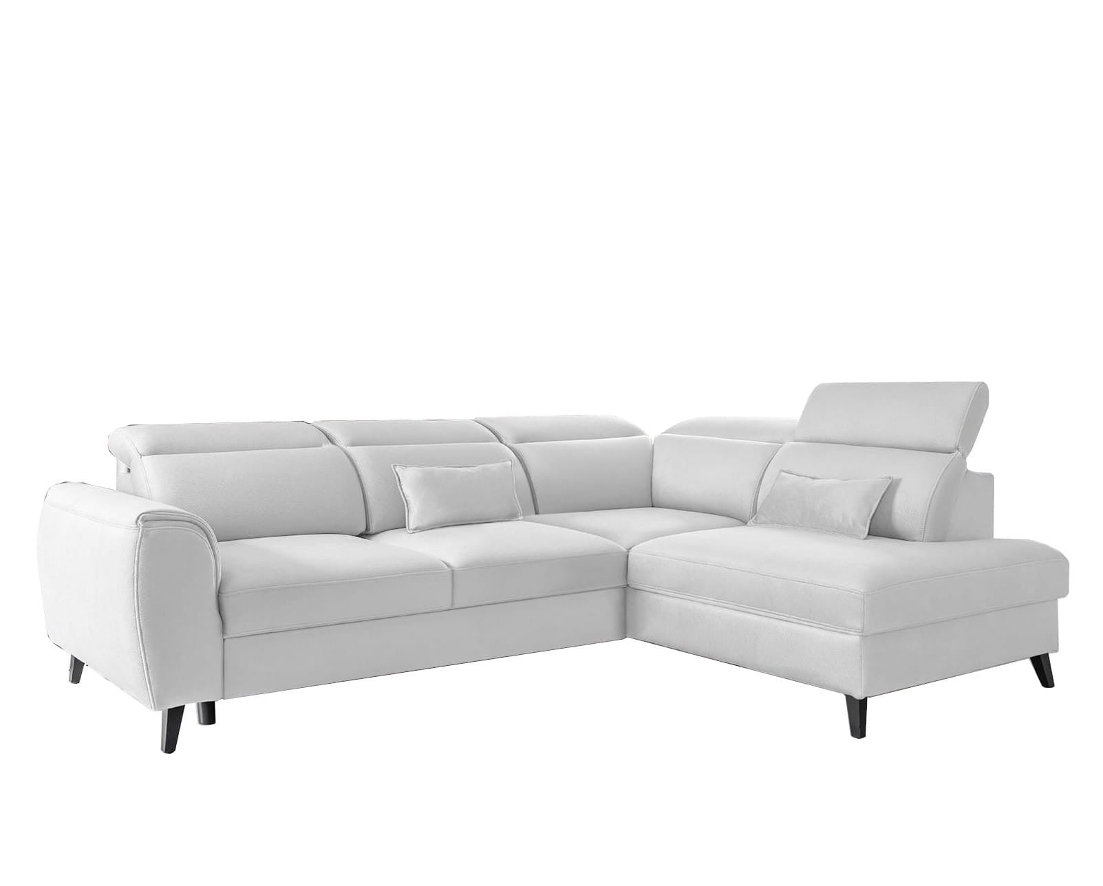 Coltar Extensibil Noblisimo Plus Alb cu Lada de Depozitare, Sezlong pe Dreapta, Tetiere Reglabile, l255xA201xH83-100 cm (8)