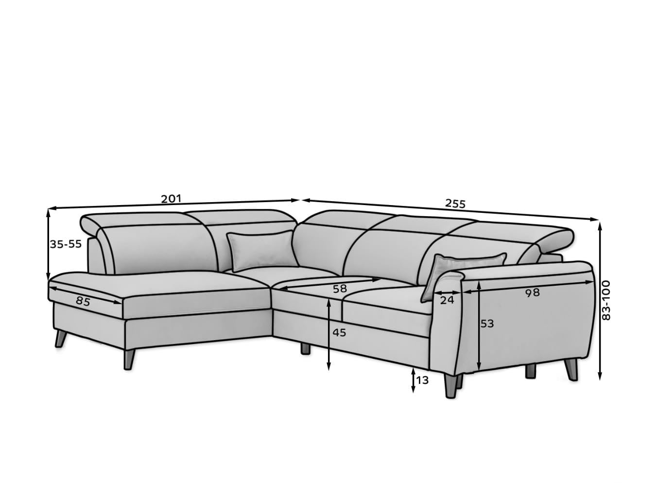 Coltar Extensibil Noblisimo Plus Galben cu Lada de Depozitare, Sezlong pe Stanga, Tetiere Reglabile, l255xA201xH83-100 cm (8)
