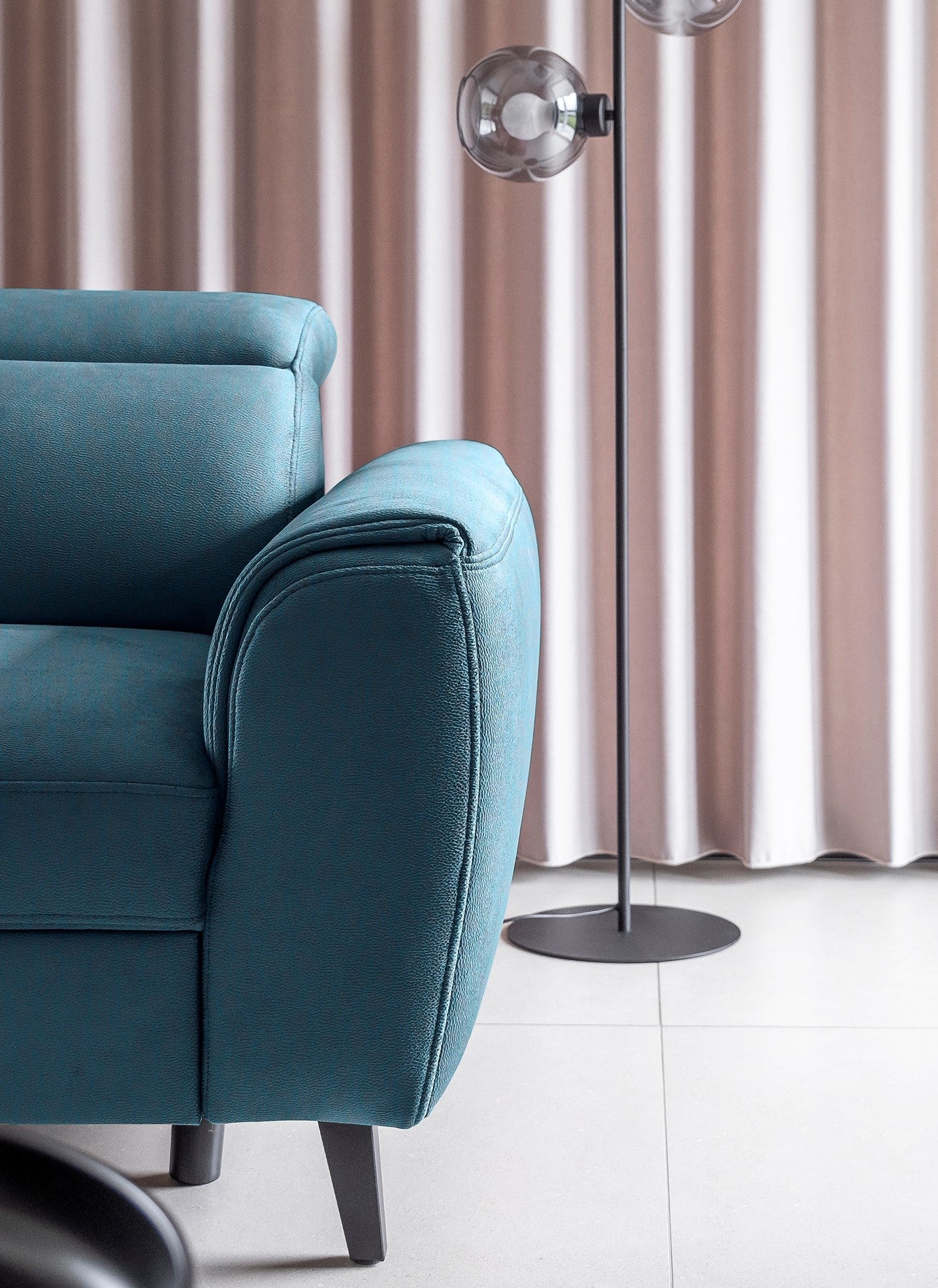 Coltar Extensibil Noblisimo Plus Petrol cu Lada de Depozitare, Sezlong pe Stanga, Tetiere Reglabile, l255xA201xH83-100 cm (3)