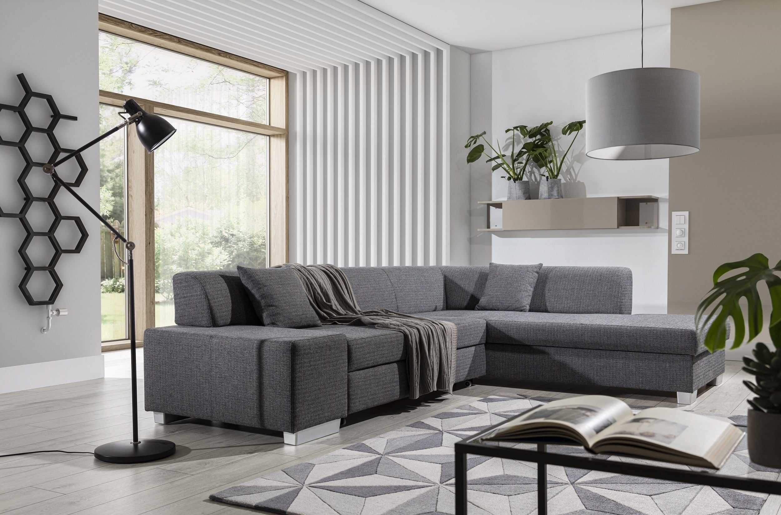 Coltar Extensibil Portgas cu Lada de Depozitare, Sezlong pe Dreapta, Perne Incluse, l278xA217xH74 cm (2)