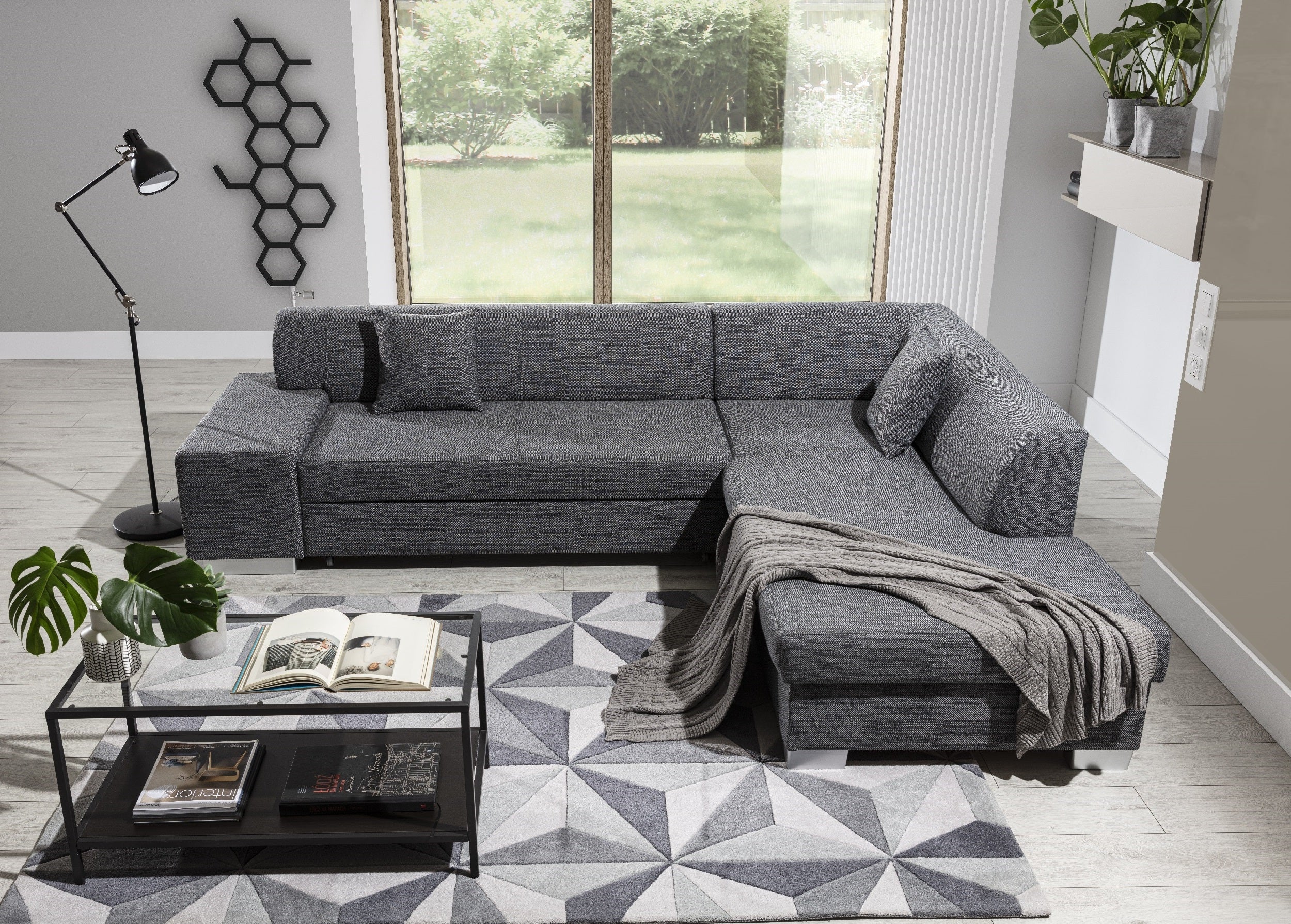 Coltar Extensibil Portgas cu Lada de Depozitare, Sezlong pe Dreapta, Perne Incluse, l278xA217xH74 cm (1)