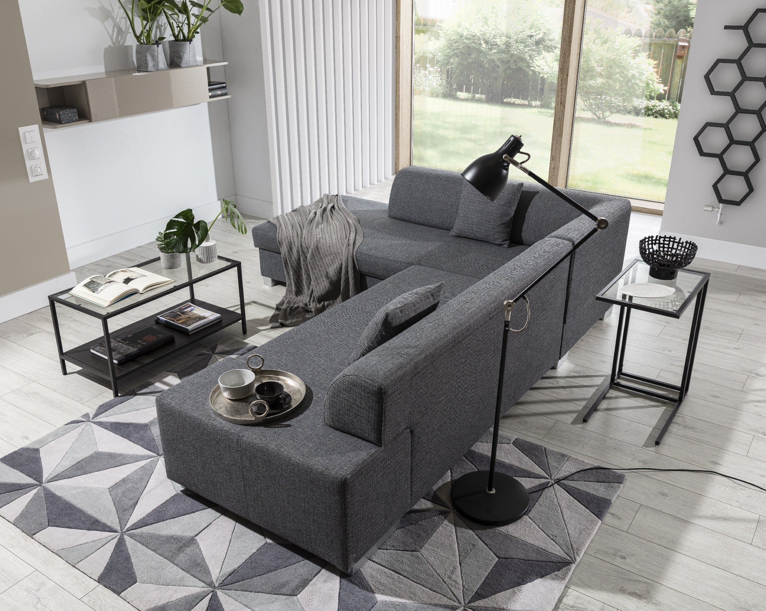 Coltar Extensibil Portgas cu Lada de Depozitare, Sezlong pe Stanga, Perne Incluse, l278xA217xH74 cm (4)