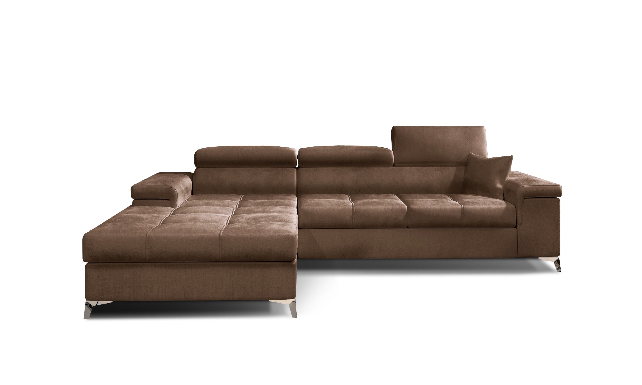 Coltar Extensibil Ricky Plus Maro cu Lada de Depozitare, Sezlong pe Stanga, Tetiere Reglabile, Perna Inclusa, l280xA205xH70-90 cm (2)