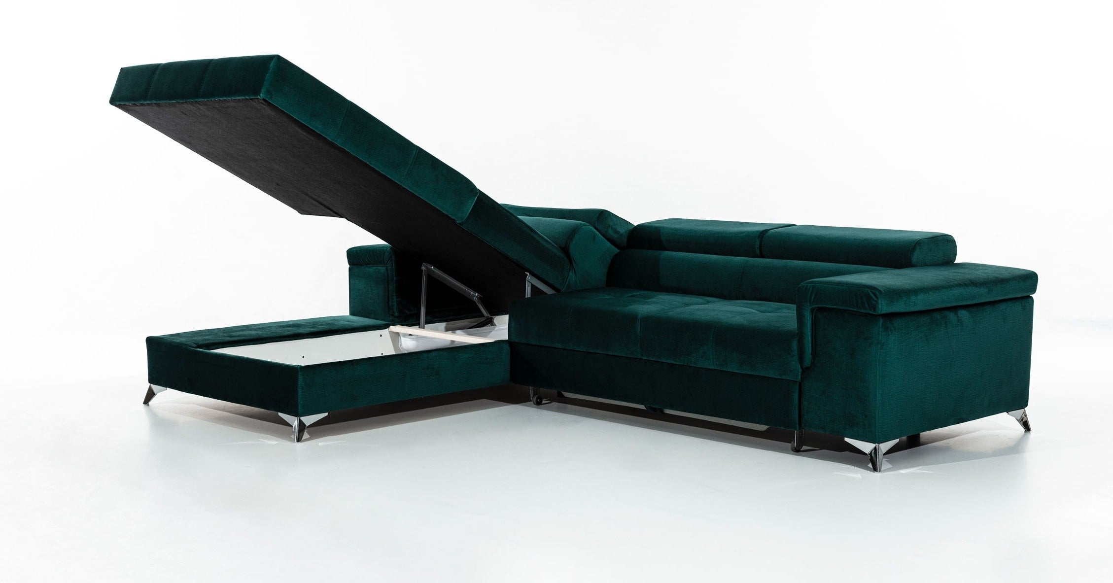 Coltar Extensibil Ricky cu Lada de Depozitare, Sezlong pe Stanga, Tetiere Reglabile, Perna Inclusa, l280xA205xH70-90 cm (14)