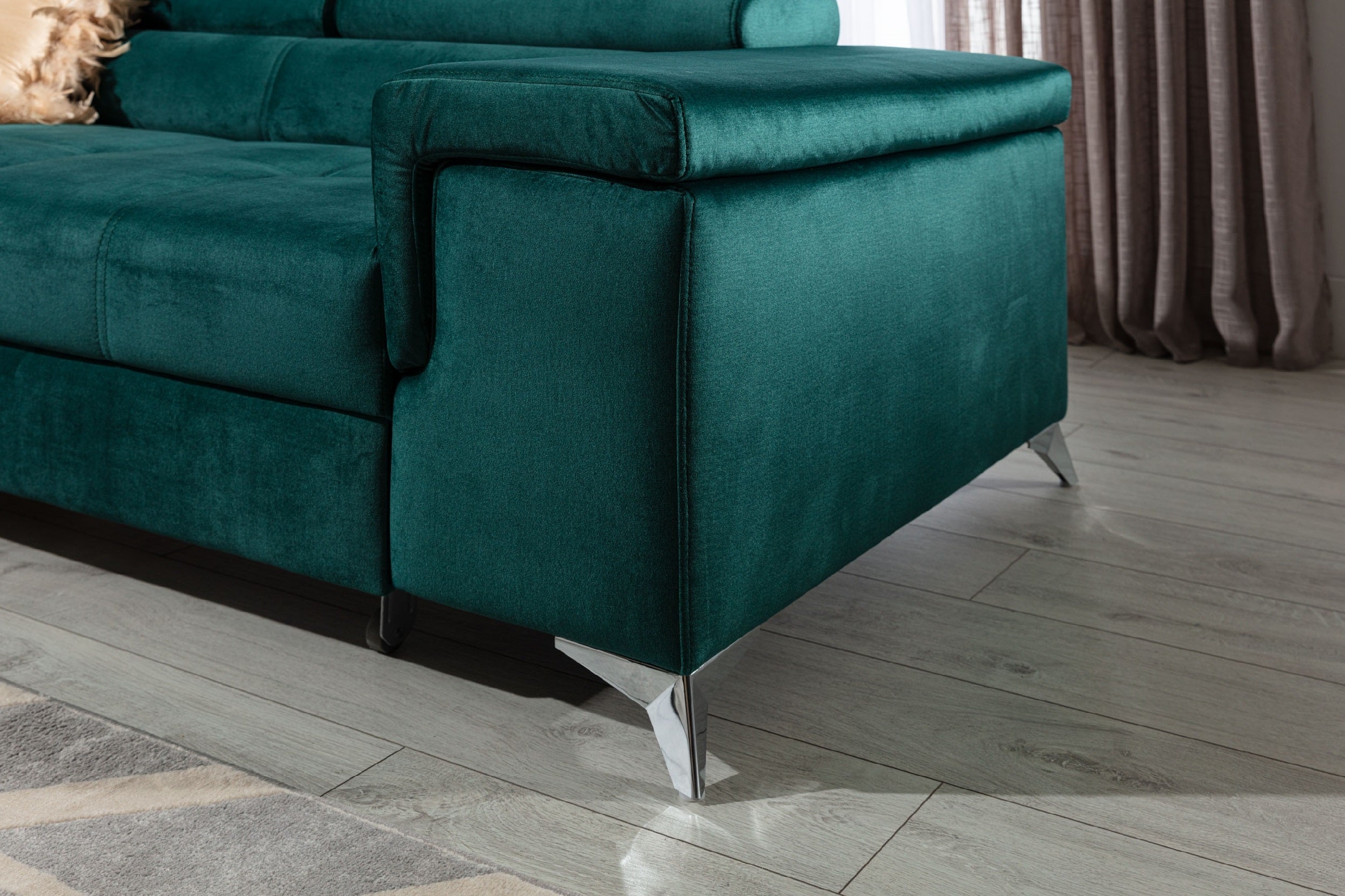 Coltar Extensibil Ricky cu Lada de Depozitare, Sezlong pe Stanga, Tetiere Reglabile, Perna Inclusa, l280xA205xH70-90 cm (6)