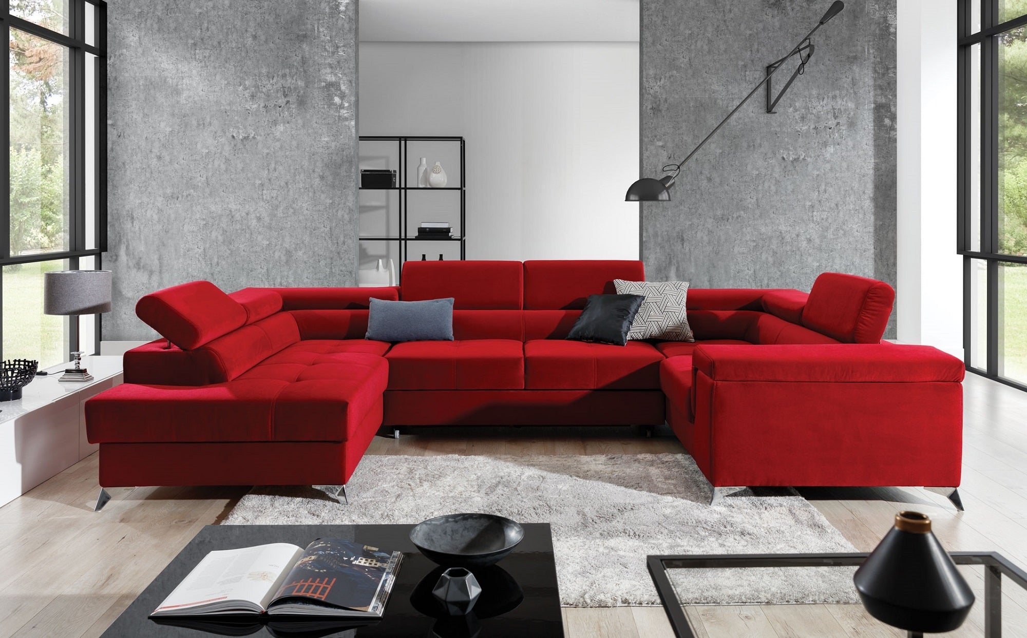 Coltar Extensibil Tiara cu Lada de Depozitare, Sezlong pe Stanga, Tetiere Reglabile, l338xA202xH70-90 cm