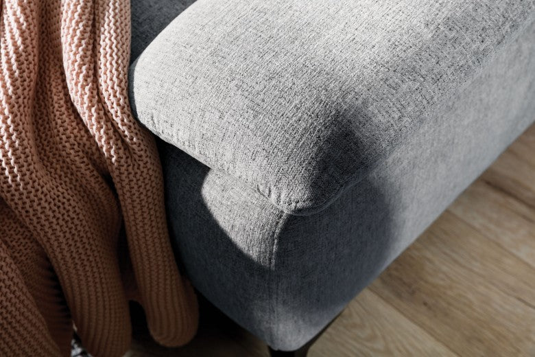 Canapé d'angle fixe avec mécanisme Relax, avec bain de soleil à gauche, recouvert de tissu, Gappa Gris, l290xA170xH84 cm