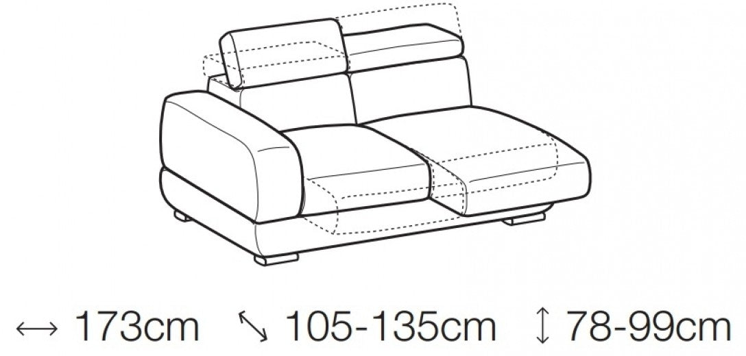 Canapé d'angle fixe avec bain de soleil à droite, recouvert de tissu, Graffiti Beige, l273xA166xH78 cm