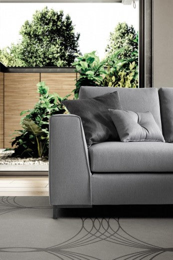 Canapé d'angle, avec bain de soleil à droite, recouvert de tissu, Harmony Gris, l265xA244xH91 cm