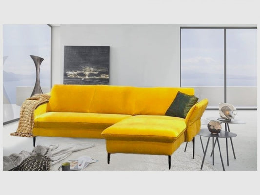 Canapé d'angle fixe avec transat à droite, Vino Jaune, l235xA165xH78 cm