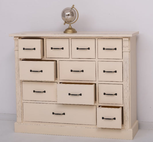 Frade coffre en bois, avec 12 tiroirs, Pasy PS485, crème P029 / P025A, L120XA36XH97 CM