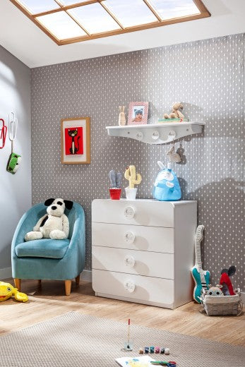 Commode à 4 tiroirs, pour bébé Baby Cotton Blanc