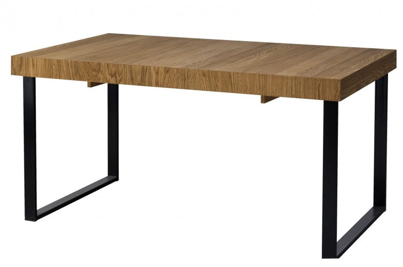 Table extensible en bois, placage et métal Mosaic 40 Chêne / Noir, L160-220xl90xH78 cm