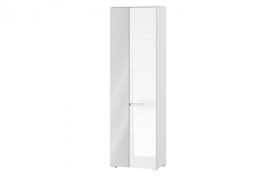 Palette et armoire MDF avec 2 portes et miroir Gabrielle 22 Blanc, l60xA40xH198 cm