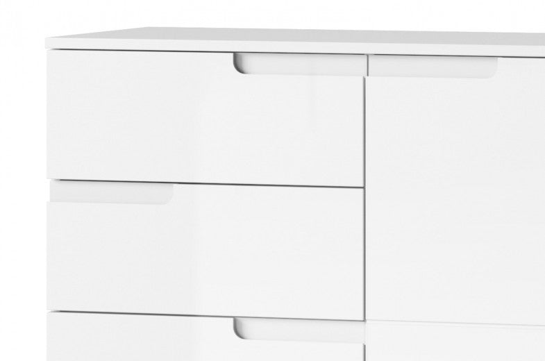 Meuble en bois et MDF, avec 2 tiroirs et 2 portes Gabrielle 7 Blanc, l100xA40xH119 cm