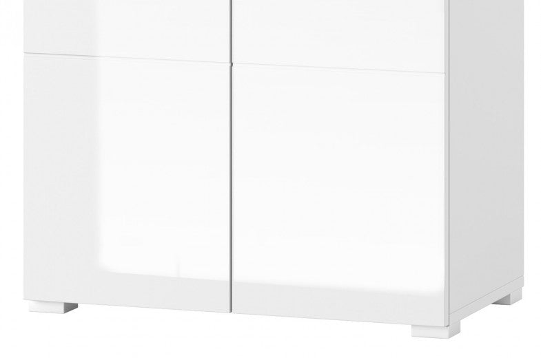 Meuble bois et MDF 1 tiroir et 2 portes Gabrielle 19 Blanc, l70xA40xH101 cm