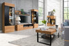 Vitrine en bois et placage, avec 1 porte et LED inclus Mosaic 10 Chêne / Noir, l67xA42xH196 cm
