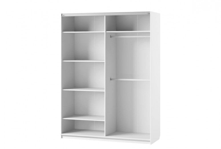 Armoire palette et MDF, avec 2 portes coulissantes et miroir Gabrielle 30 Blanc, l164xA63xH216 cm