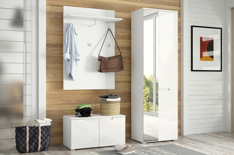 Meuble bois et MDF 2 portes Petit Gabrielle 18 Blanc, l79xA40xH43 cm