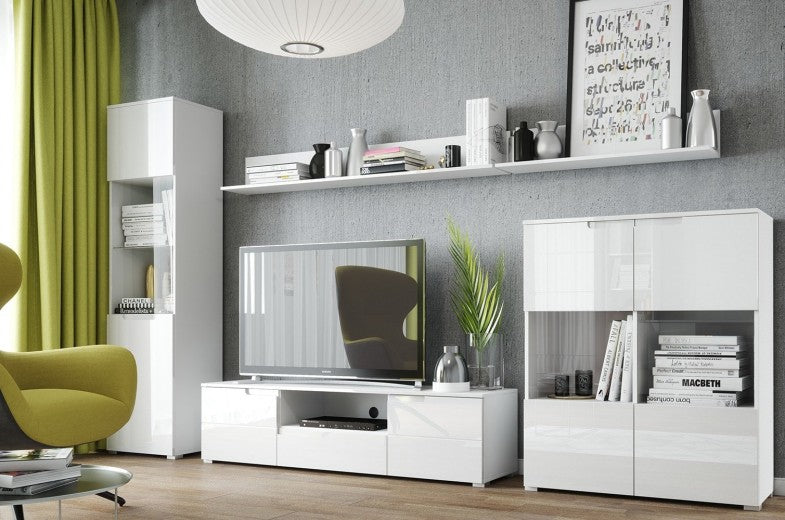 Grande étagère palette suspendue Gabrielle 24 Blanc, l165xA22xH21 cm