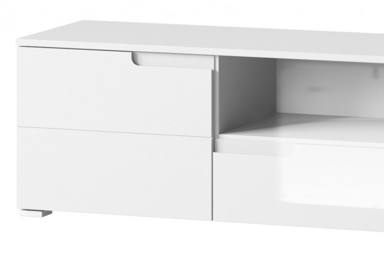 Commode en bois et MDF, avec 1 tiroir et 2 portes Gabrielle 9 Blanc, l165xA39xH42 cm