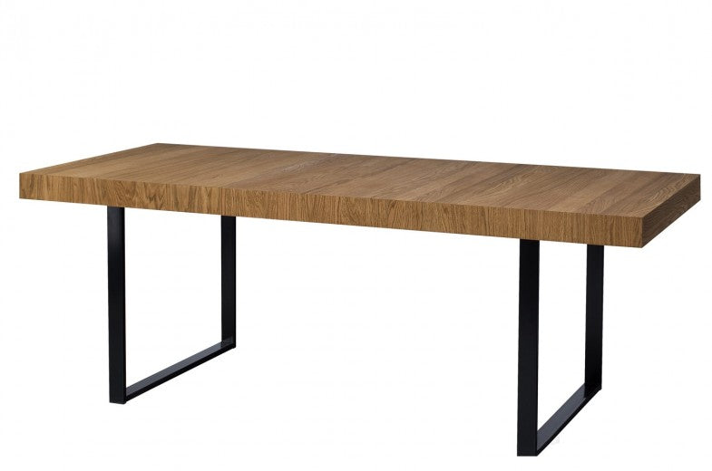 Table extensible en bois, placage et métal Mosaic 40 Chêne / Noir, L160-220xl90xH78 cm