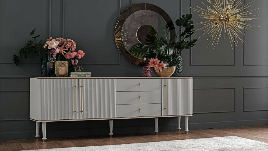 Miroir décoratif avec cadre en MDF Olivia Antracit, Ø100 cm