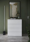 Commode en bois avec 4 tiroirs Idea 06, Blanc Mat, L73xW40xH85 cm