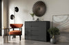 Commode en bois clair avec 4 tiroirs et 2 portes, Idea 04, Noir mat, L109xl40xH85 cm