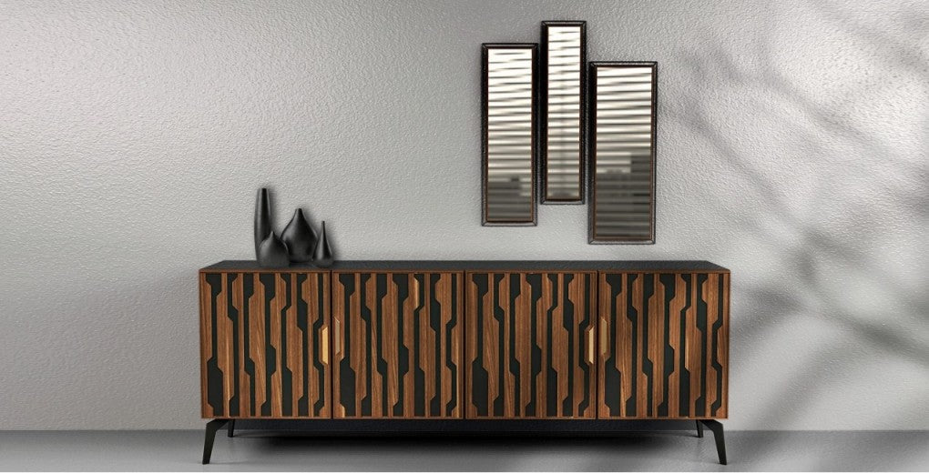 Miroir décoratif avec cadre Louisa Small noyer / noir, l20,5xH80,6 cm