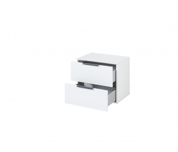 Meuble 2 tiroirs en aggloméré et MDF, Madeline Blanc, l60xA44xH61 cm