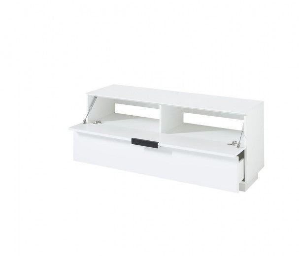 Commode 1 tiroir et 1 porte en aggloméré et MDF, Madeline Blanc, l140xA44xH61 cm