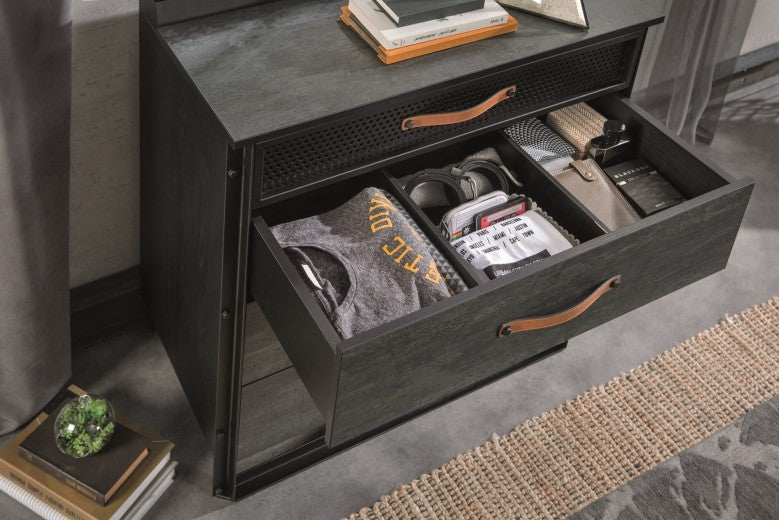 Commode pâle et métal avec 4 tiroirs, pour les jeunes Dark Metal Noir / Graphite, l78xA48xH88 cm