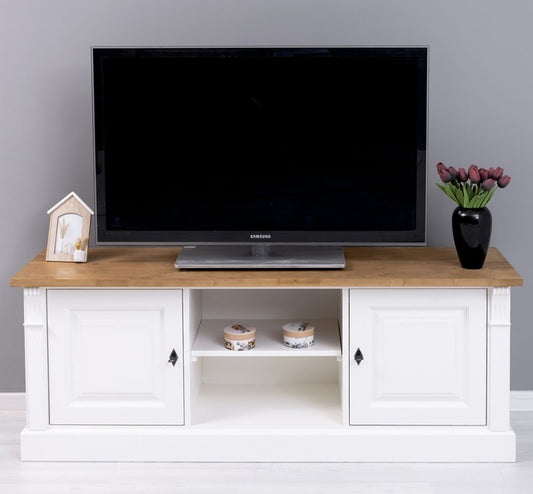 TV confortable du bois de sapin, avec 2 portes, Pasy PS494, Ivoir P039 / P002, L160XA46X60 CM