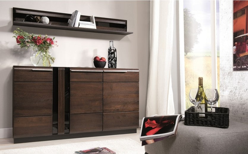 Etagère palette suspendue Porti 35 Chêne Choco, l160xA25xH23 cm