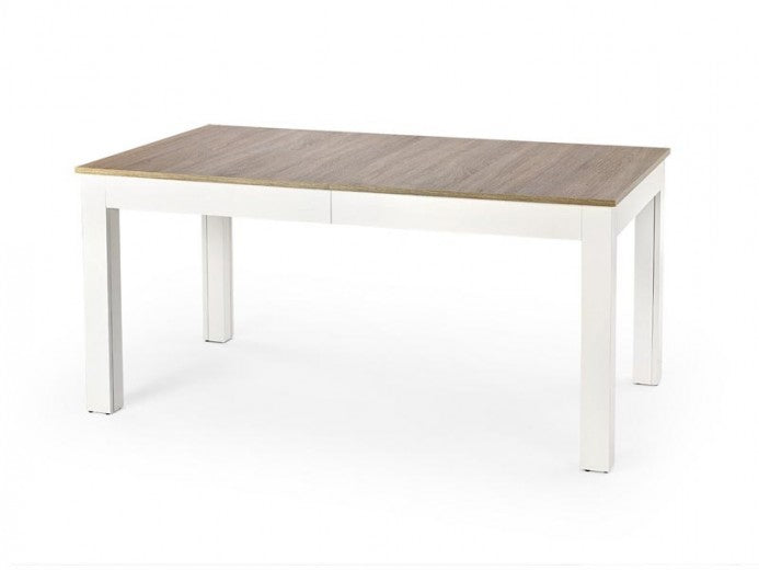 Table extensible en aggloméré et MDF Blanc d'égout / Chêne Sonoma, L160-300xl90xH76 cm